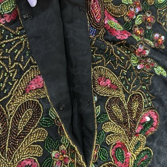 Victoria’s Secret Vintage Satin Floral Beaded Cropped Jacket Size M/L - Picture 6 of 8